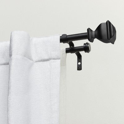 Matte Black Double Curtain Pole Kit 168-305 cm