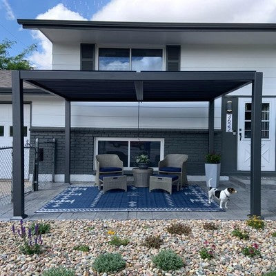 Grey Louvered Roof Pergola for Patio Shelter