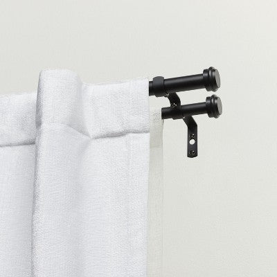 Double Curtain Pole Set Matte Black 168-305 cm