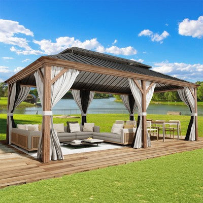 6.1m x 4.3m Heavy-Duty Metal Hardtop Gazebo