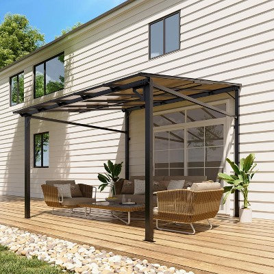 3m x 3m Wall-Mounted Polycarbonate Roof Gazebo
