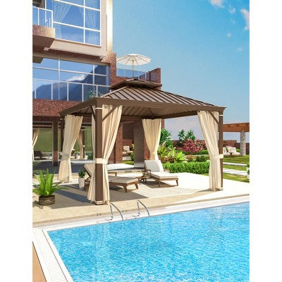 3.7m x 3.7m Double-Roof Hardtop Patio Gazebo