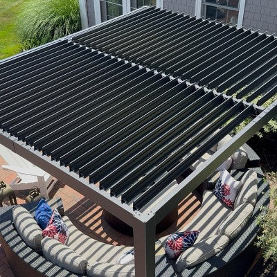 Grey Louvered Roof Pergola for Patio Shelter