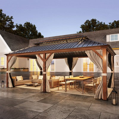 6.1m x 4.3m Heavy-Duty Metal Hardtop Gazebo