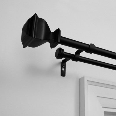 Matte Black Double Curtain Pole Kit 168-305 cm