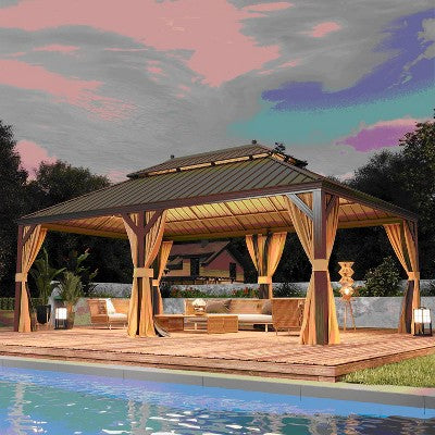 3.7m x 6.7m Hardtop Gazebo with Steel Top