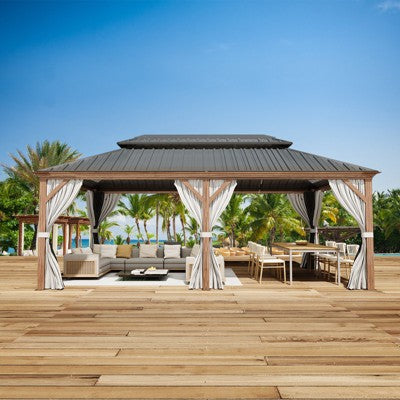 6.1m x 4.3m Heavy-Duty Metal Hardtop Gazebo