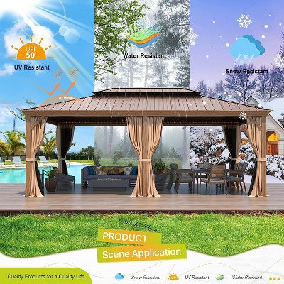 4.3m x 6.1m Hardtop Gazebo with Double Roof