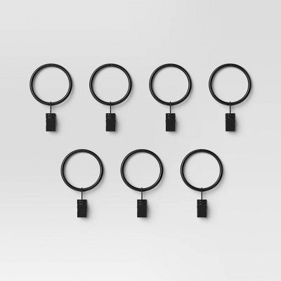7-Pack Matte Black Curtain Clip Rings Set