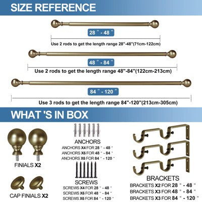 Adjustable Double Curtain Pole Brackets 13-20 cm Set