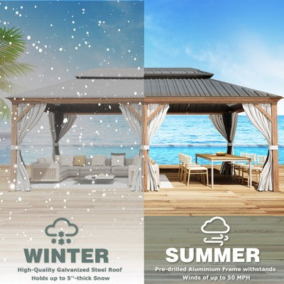 6.1m x 4.3m Heavy-Duty Metal Hardtop Gazebo