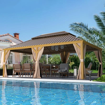 3.7m x 6.7m Hardtop Gazebo with Steel Top